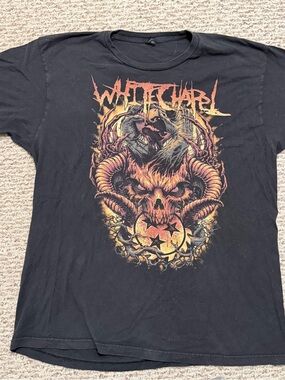 Whitechapel Black Graphic Band Tee with Fiery Skull